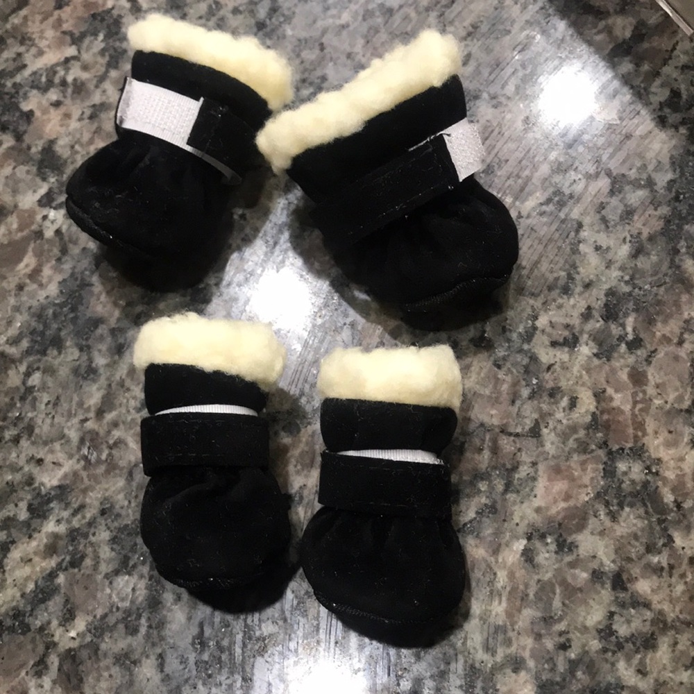 Black and White Furry Booties